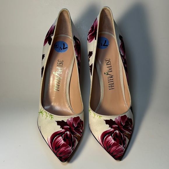 Palter DeLiso Floral Cream and Purple Heels with Elegant Design - Picture 1 of 11